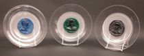 Appraisal: Three Grand Musicians Plates by Daum Clear glass pate de