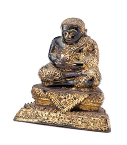 Appraisal: Thai gilt bronze sangkachai figure ratanakosin period Seated in ardhapapadmasana