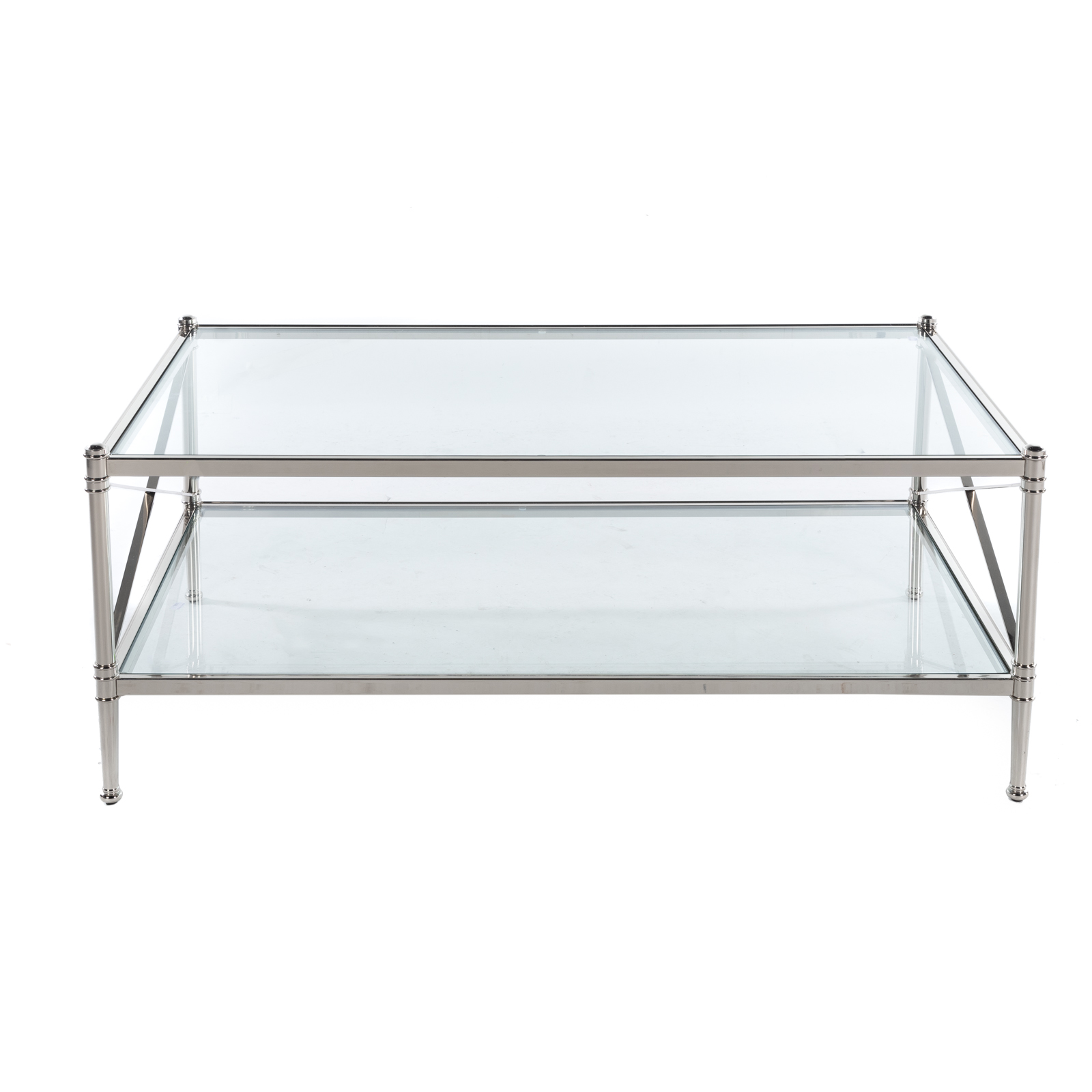 Appraisal: CONTEMPORARY STAINLESS STEEL GLASS COFFEE TABLE st century two-tiered contemporary