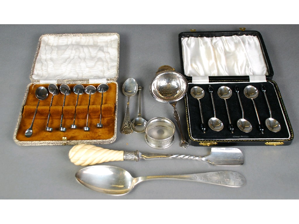 Appraisal: CASED SET OF SIX SILVER BEAN TOP COFFEE SPOONS Birmingham