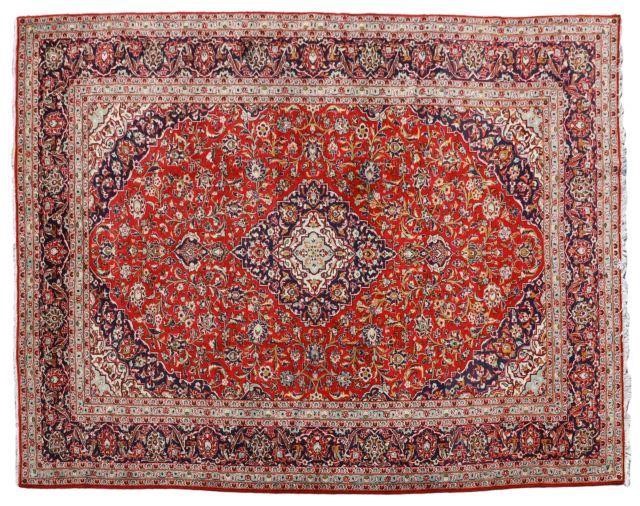 Appraisal: Hand-tied Persian Kashan rug approx ' l ' w