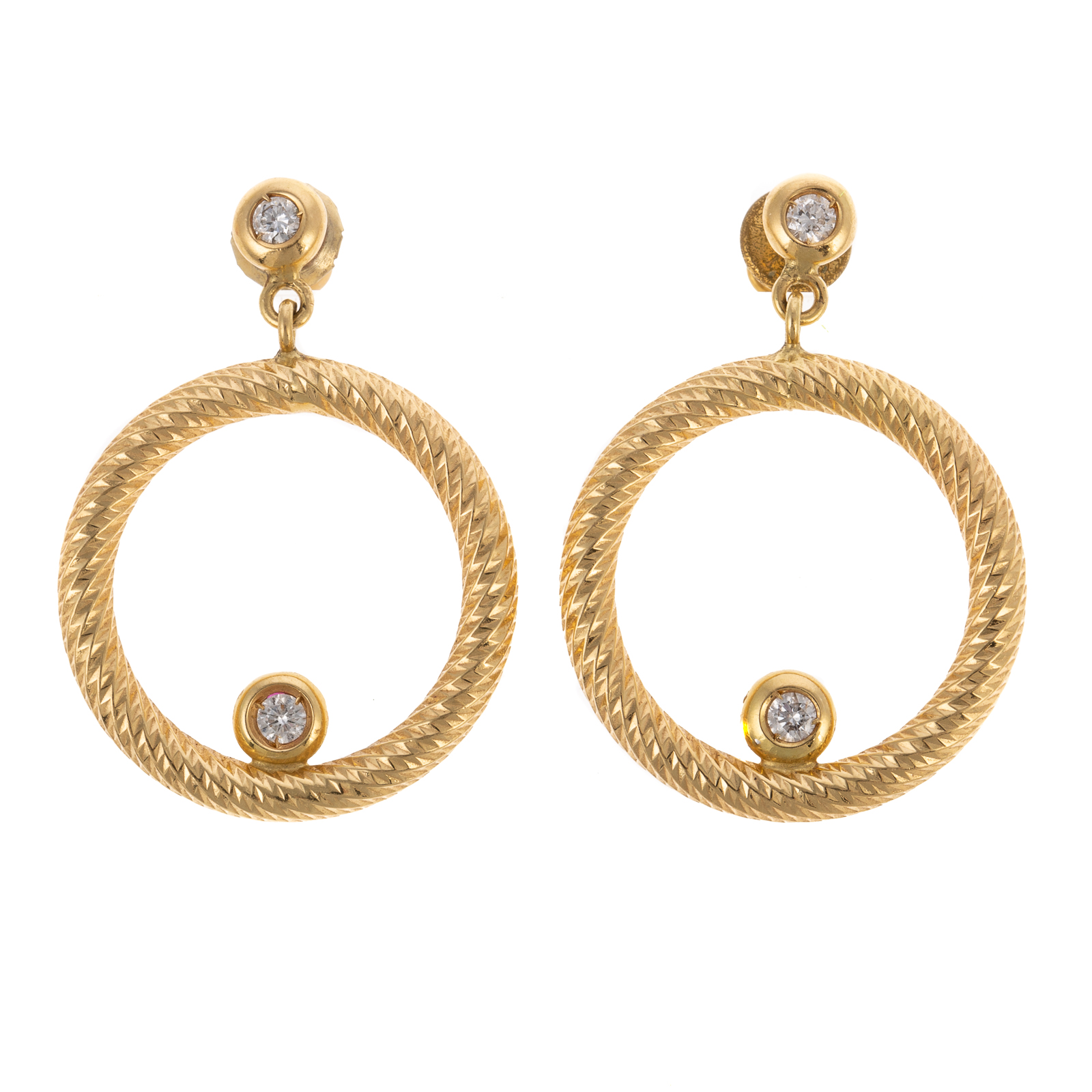 Appraisal: A PAIR OF K DIAMOND EARRINGS BY ROBERTO COIN K