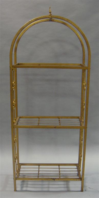 Appraisal: GOLD PAINTED METAL ETAGERE h w d in