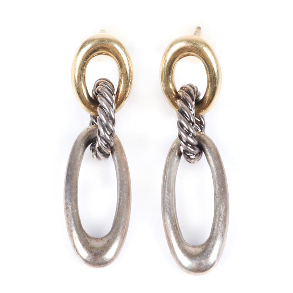 Appraisal: DAVID YURMAN TRIPLE OVAL LINK EARRINGS WITH K YELLOW GOLD