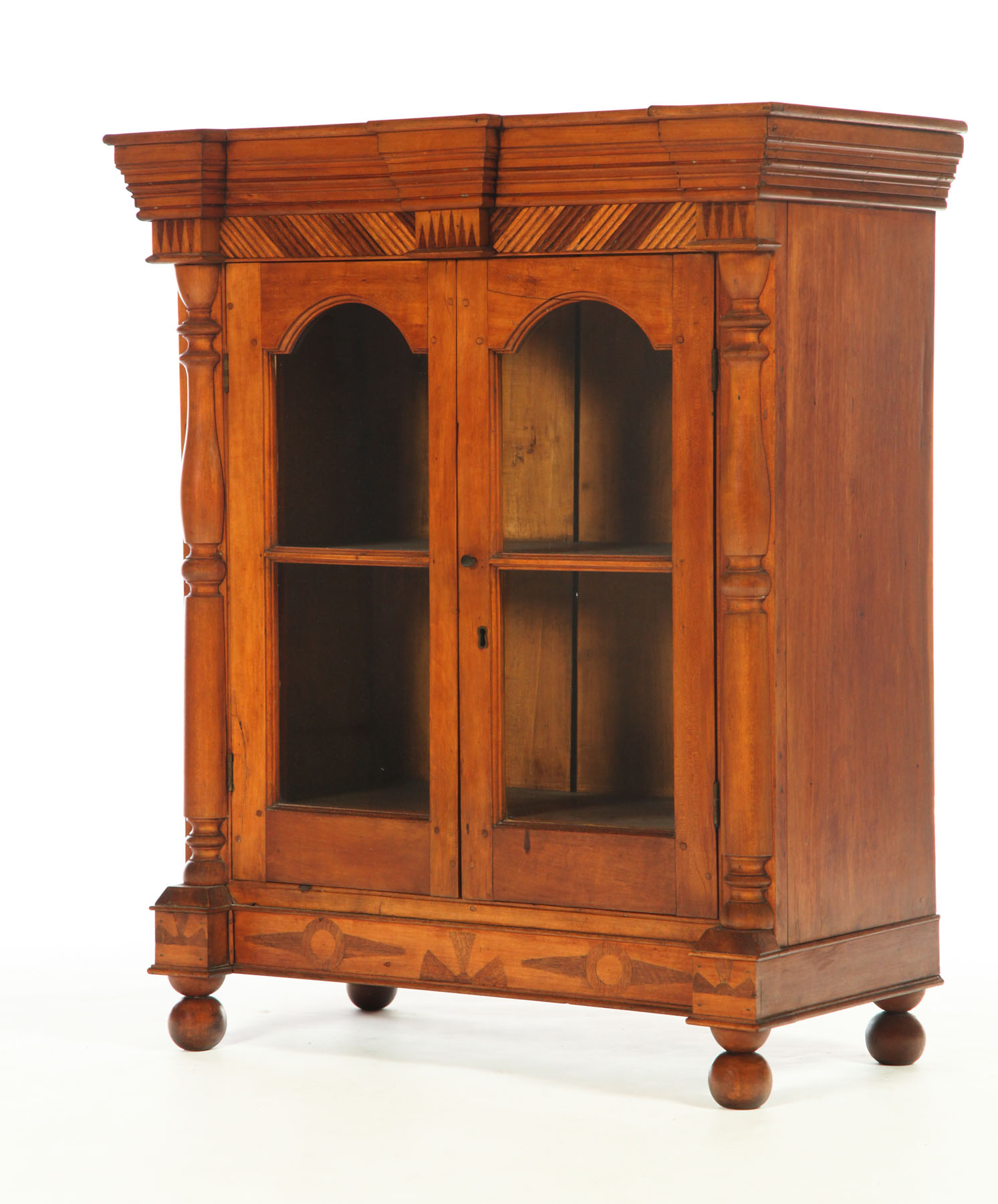 Appraisal: FOLKSY CUPBOARD Possibly Ohio or Pennsylvania - cherry walnut and