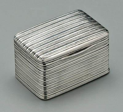 Appraisal: George III silver nutmeg grater rounded rectangle hinged top and