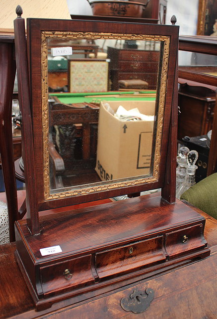 Appraisal: A GEORGIAN MAHOGANY BOX BASE DRESSING TABLE MIRROR the rectangular