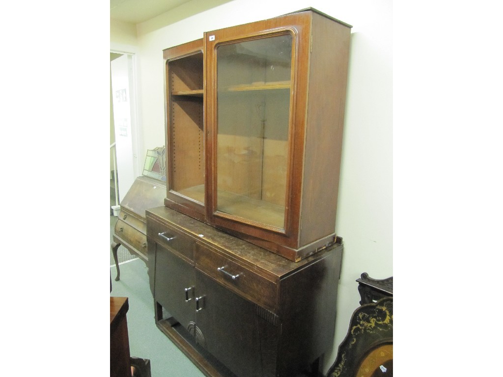 Appraisal: Victorian mahogany bookcase top oval sideboard and a walnut writing