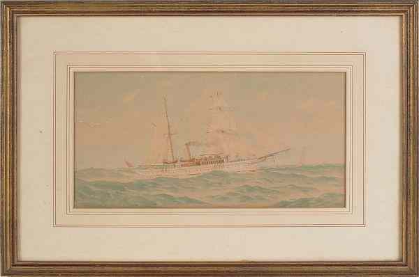 Appraisal: Frederic Cozzens American - watercolor portrait of a sailboat signed