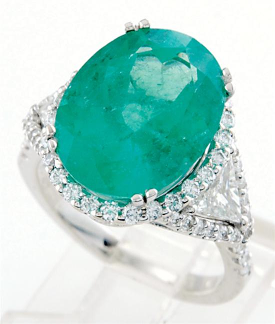 Appraisal: Colombian emerald and diamond ring oval emerald ct and sixty