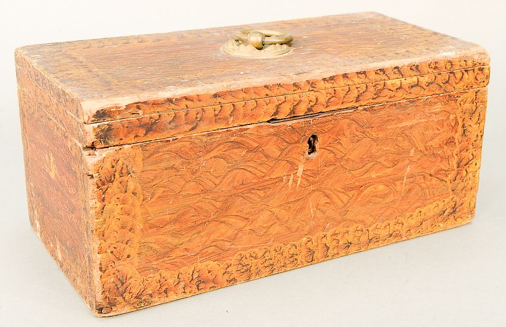 Appraisal: Pine box with original grain paint late th to early