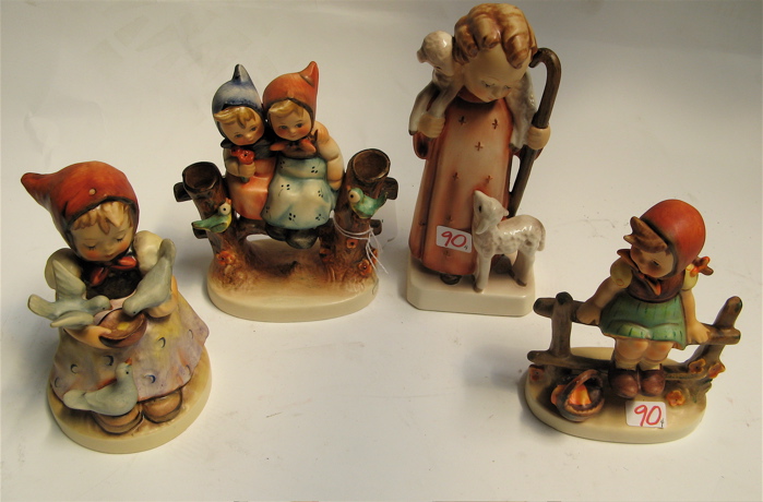 Appraisal: FOUR GERMAN HUMMEL FIGURES Good Shepherd HUM - H TM-