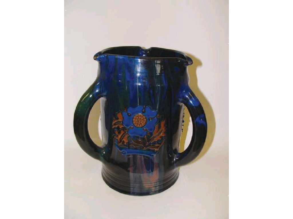 Appraisal: ELTON WARE A LARGE GREEN BLUE GLAZED TYG with raised