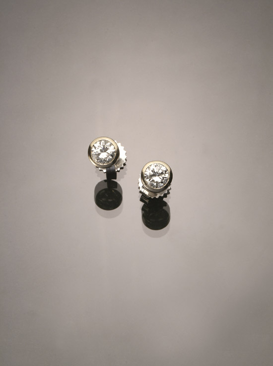 Appraisal: Pair of -Karat White-Gold and Diamond Ear Studs Each set