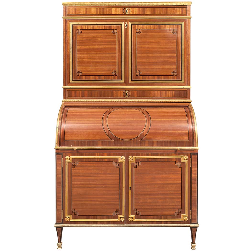 Appraisal: Louis XVI Gilt-Bronze Mounted Bois Satine Amaranth Parquetry Secretaire Cabinet