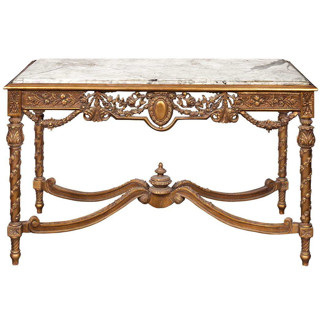 Appraisal: Louis XVI Style Carved and Painted Center Table Second half