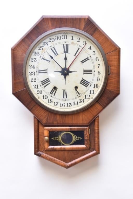 Appraisal: New Haven calendar wall clock with -day works circa h