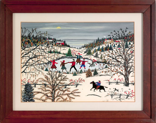 Appraisal: Hattie Klapp Brunner American - gouache winter landscape with children