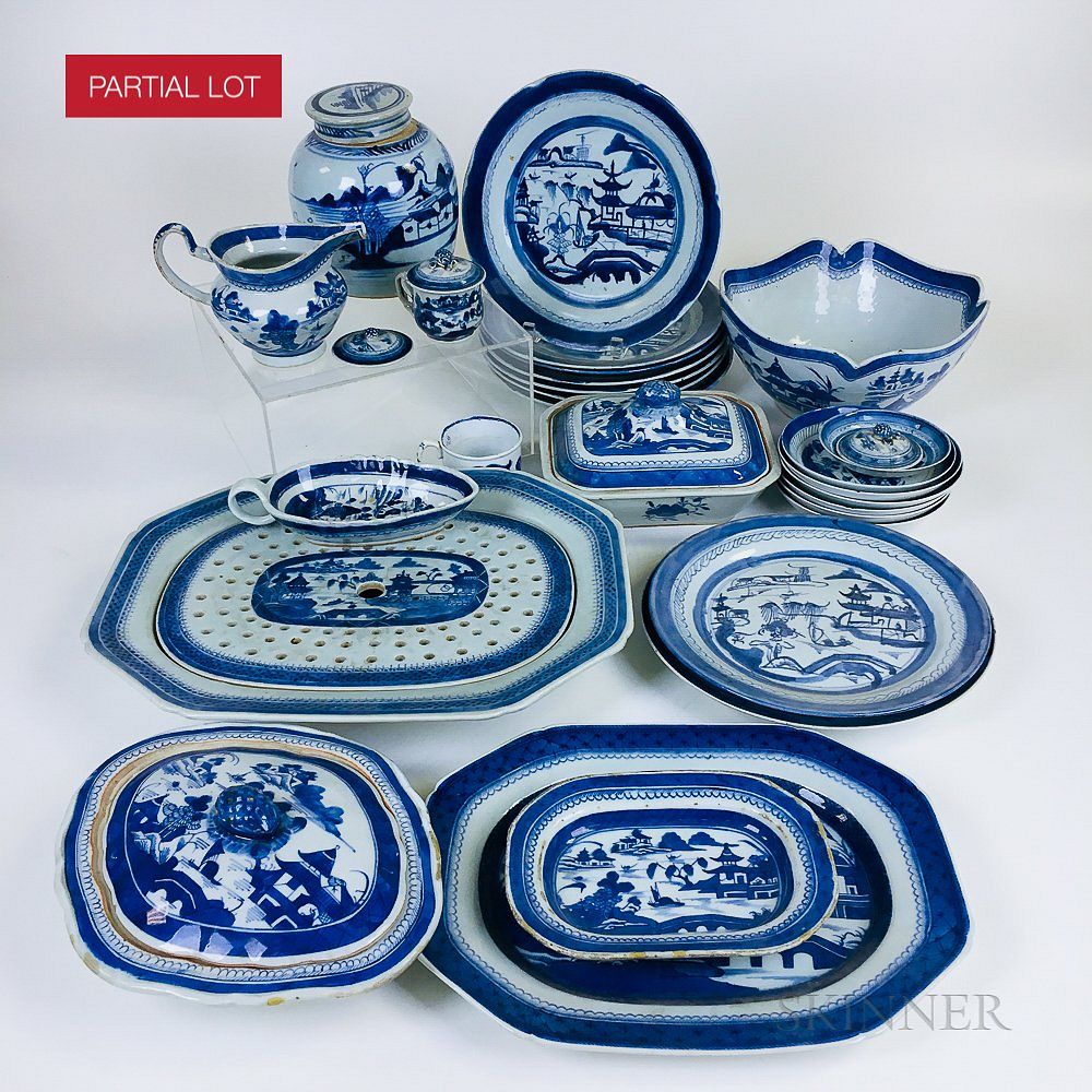 Appraisal: Large Group of Canton Porcelain Tableware Large Group of Canton