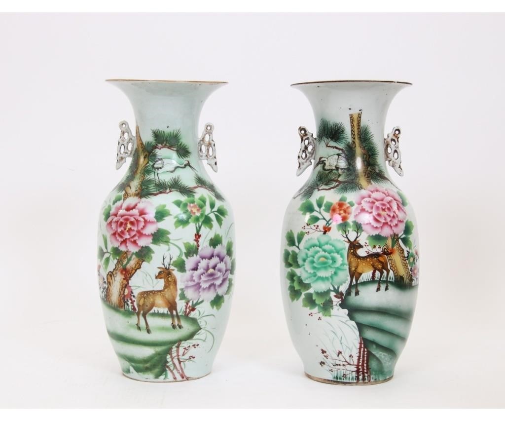 Appraisal: Large pair of colorful Chinese porcelain vases circa each decorated