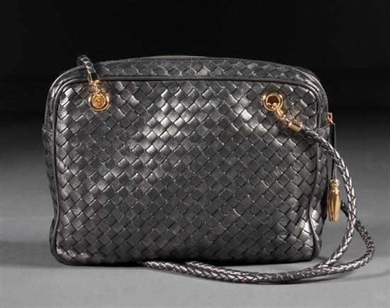 Appraisal: Bottega Veneta gun-metal silver leather purse with gilt metal hardware