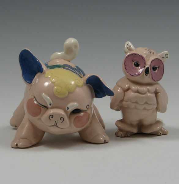 Appraisal: Kay Finch Pig and Owl Figurines pig marked with Kay