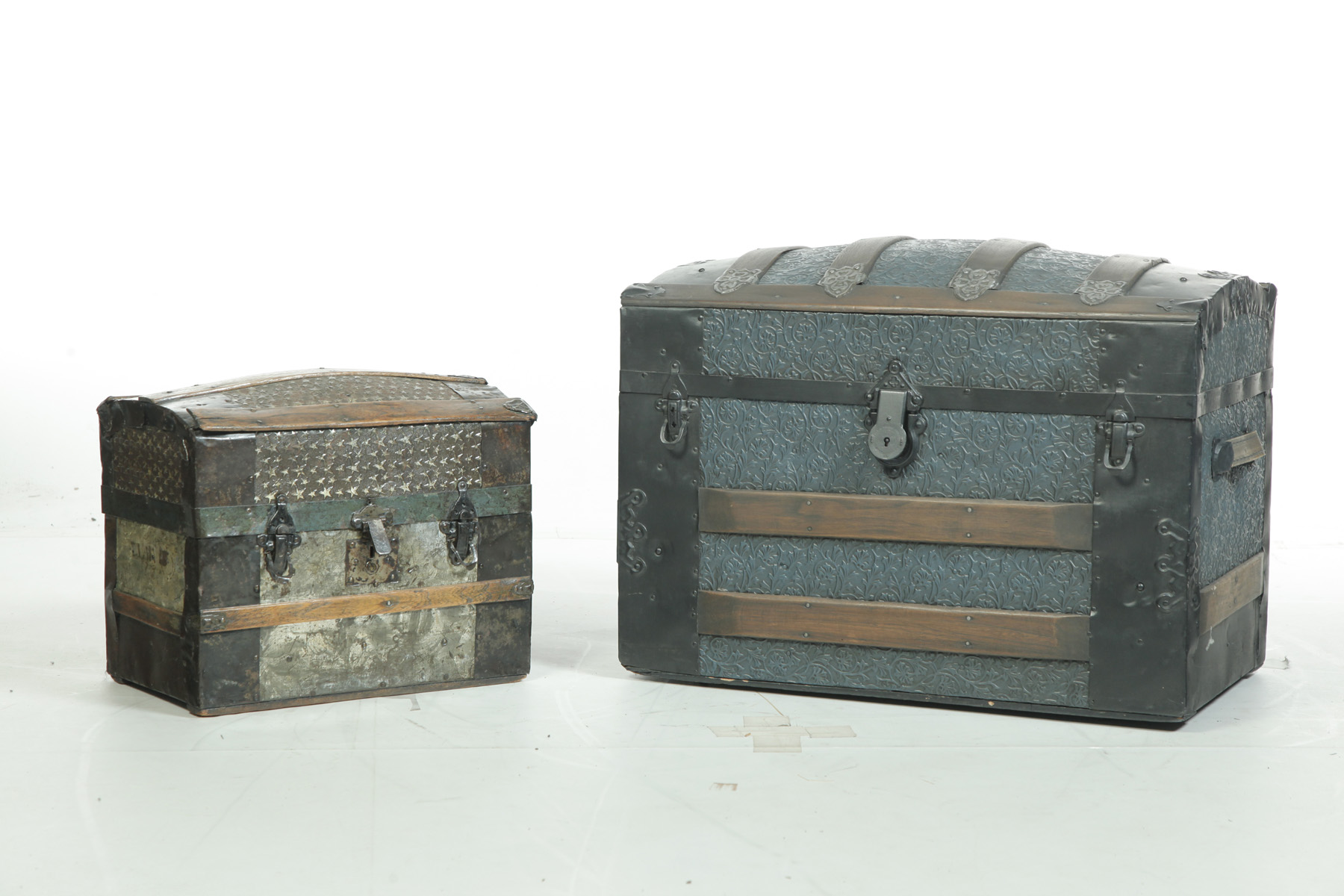 Appraisal: TWO VICTORIAN CAMELBACK TRUNKS American th quarter- th century Doll