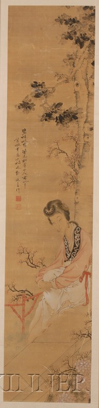 Appraisal: Four Chinese Paintings th century ink and colors on silk