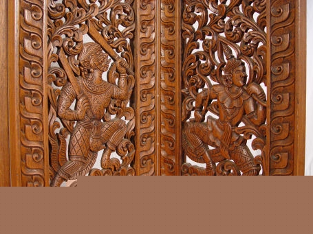 Appraisal: ELABORATELY CARVED PANEL FLOOR SCREEN- PHILIPPINES Heavily carved and pierced