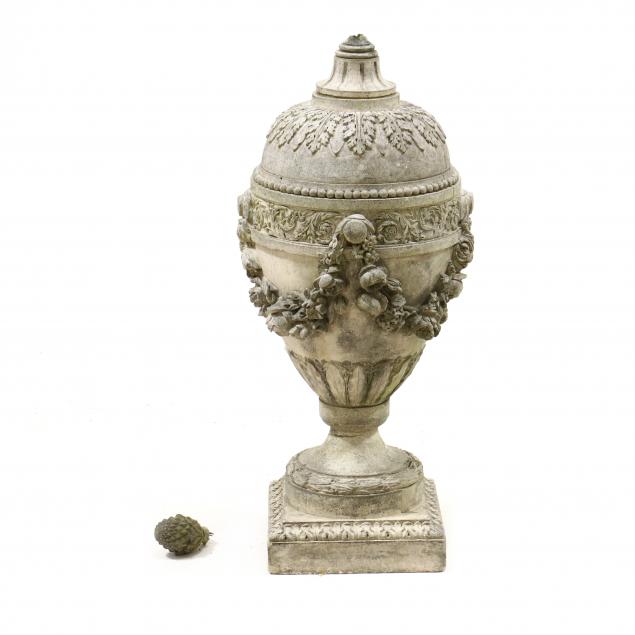 Appraisal: CAST STONE ADAM STYLE GARDEN URN Second half th century