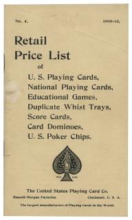 Appraisal: USPC Retail Price List of U S Playing Cards National