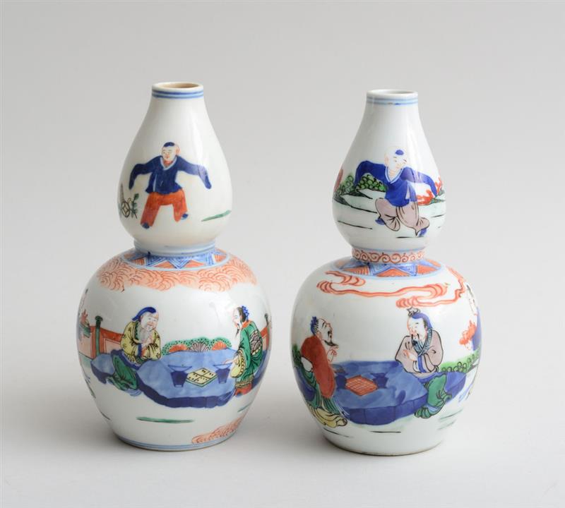 Appraisal: ASSEMBLED PAIR OF MING STYLE PORCELAIN DOUBLE GOURD-FORM VASES With