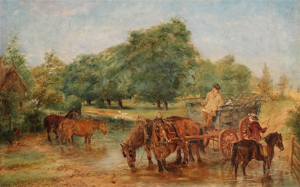 Appraisal: EDWIN FREDERICK HOLT BRITISH - HAY WAIN Oil on canvas