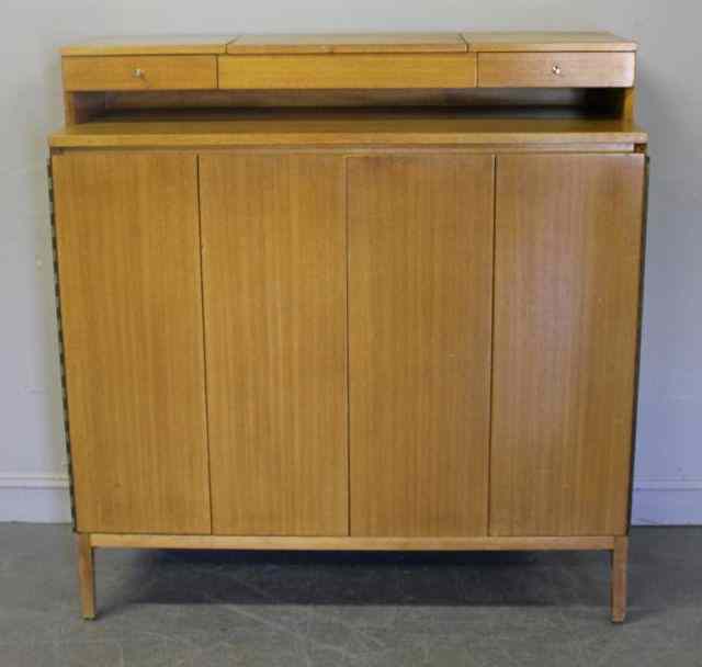 Appraisal: PAUL McCOBB Midcentury Dressing Cabinet Blonde finish Fitted interior From