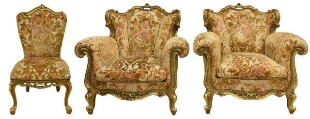 Appraisal: lot of French Louis XV style giltwood chairs mid th