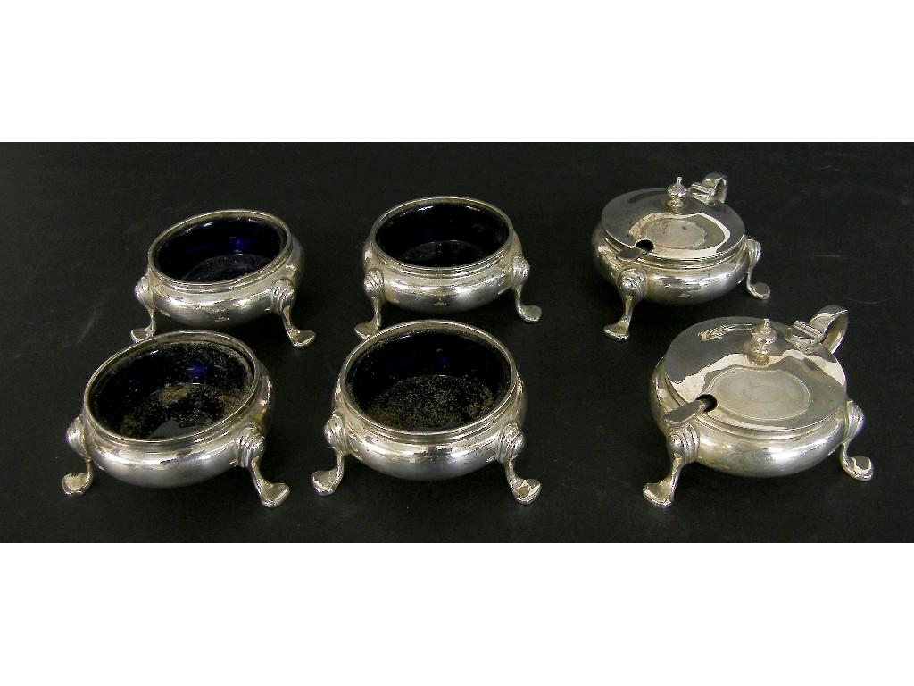 Appraisal: Silver condiment set for six to include four lined salts