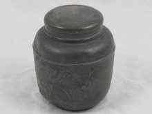 Appraisal: A Chinese pewter tea caddie character marks to base approx