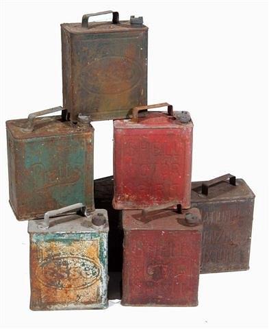 Appraisal: A COLLECTION OF SEVEN GALLON PETROL CANS by a variety