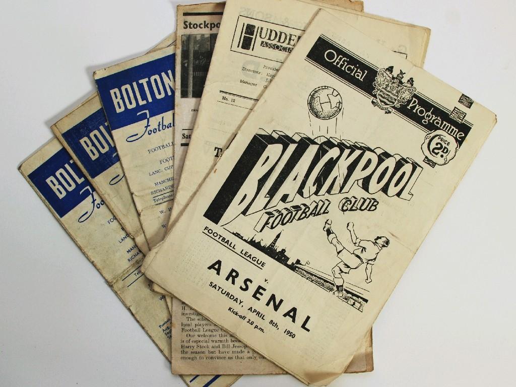 Appraisal: SIX FOOTBALL LEAGUE PROGRAMMES from late 's early 's Stockport