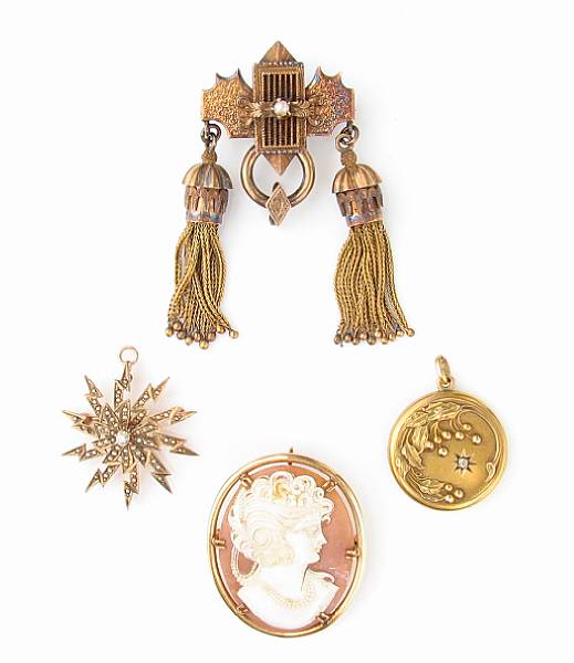 Appraisal: A collection of gem-set and gold Victorian jewelry featuring one