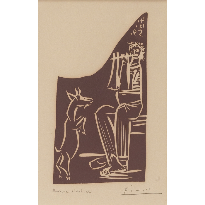 Appraisal: Pablo Picasso Spanish - Faune et Chevre linocut x pencil