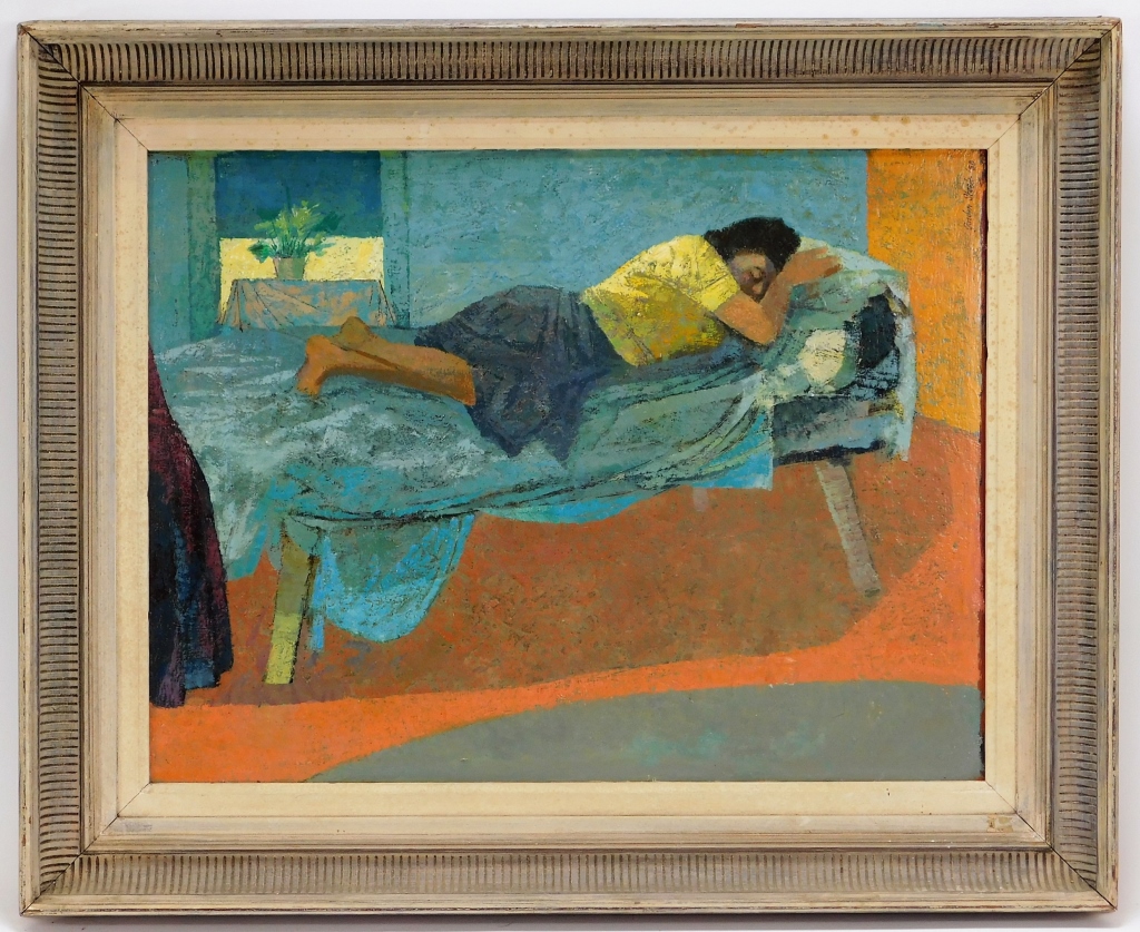 Appraisal: GORDON STEELE MODERNIST RECUMBENT WOMAN PAINTING New York - Modernist