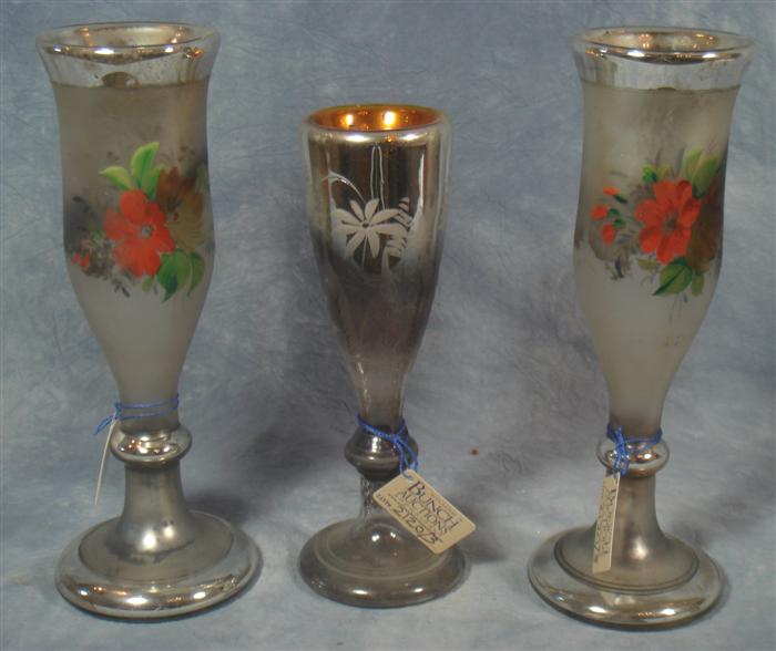 Appraisal: mercury glass vases etched tallest Estimate -