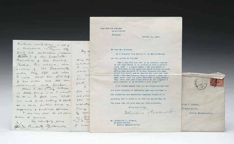 Appraisal: THEODORE ROOSEVELT SIGNED LETTER The typed letter pen signed on