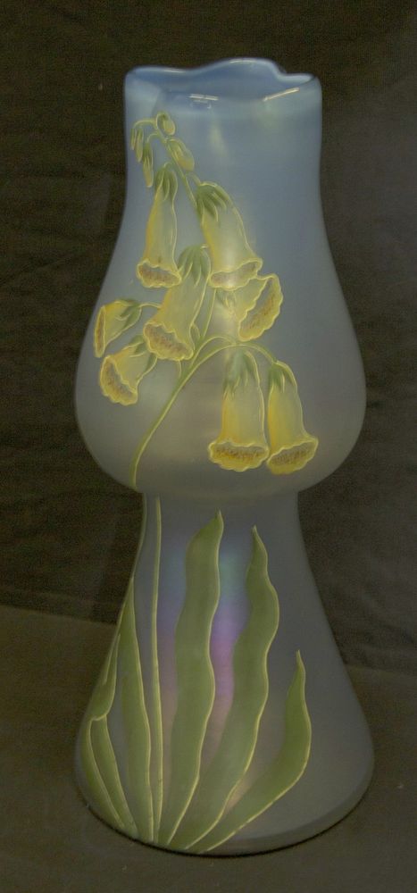 Appraisal: Signed Art Nouveau Art Glass Vase With Flowers From a