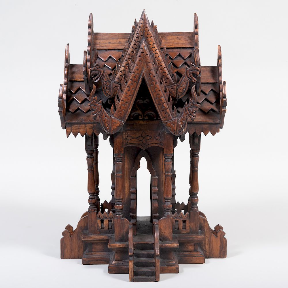 Appraisal: Asian Carved Wood Spirit House x x in Condition Some