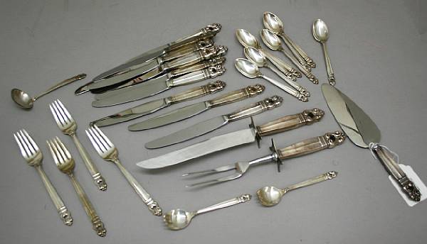 Appraisal: A sterling flatware setInternational Silver Co Meriden CTRoyal Danish Comprising