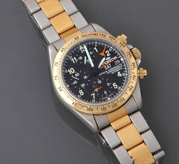 Appraisal: A stainless steel automatic chronograph bracelet wristwatch Fortis Cosmonauts Chronograph