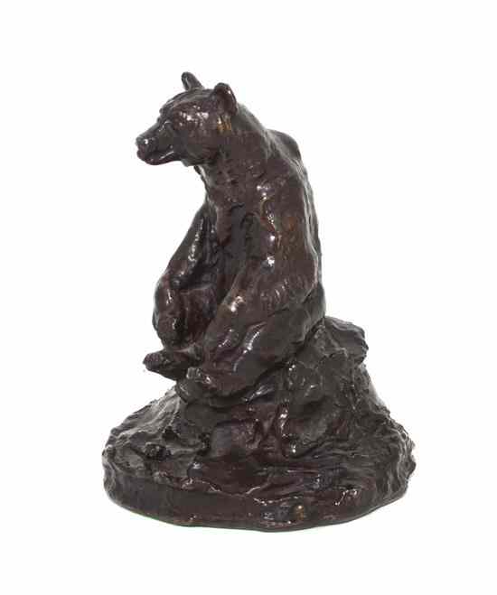 Appraisal: An American Bronze Animalier Figure after Charles M Russell Grizzly