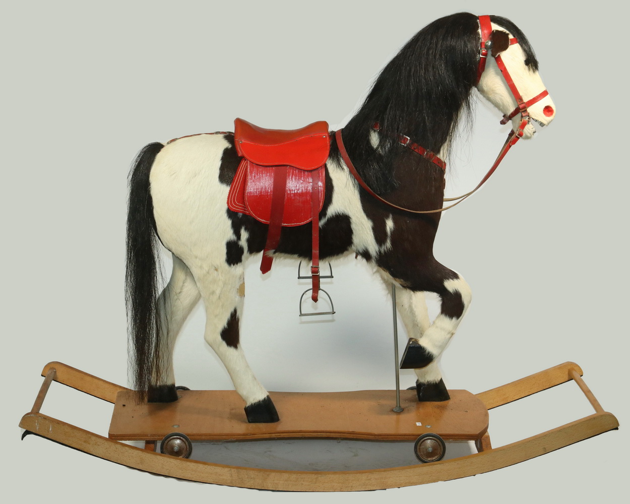 Appraisal: PLATFORM ROCKING HORSE Large Mid- th c Rocking Horse with